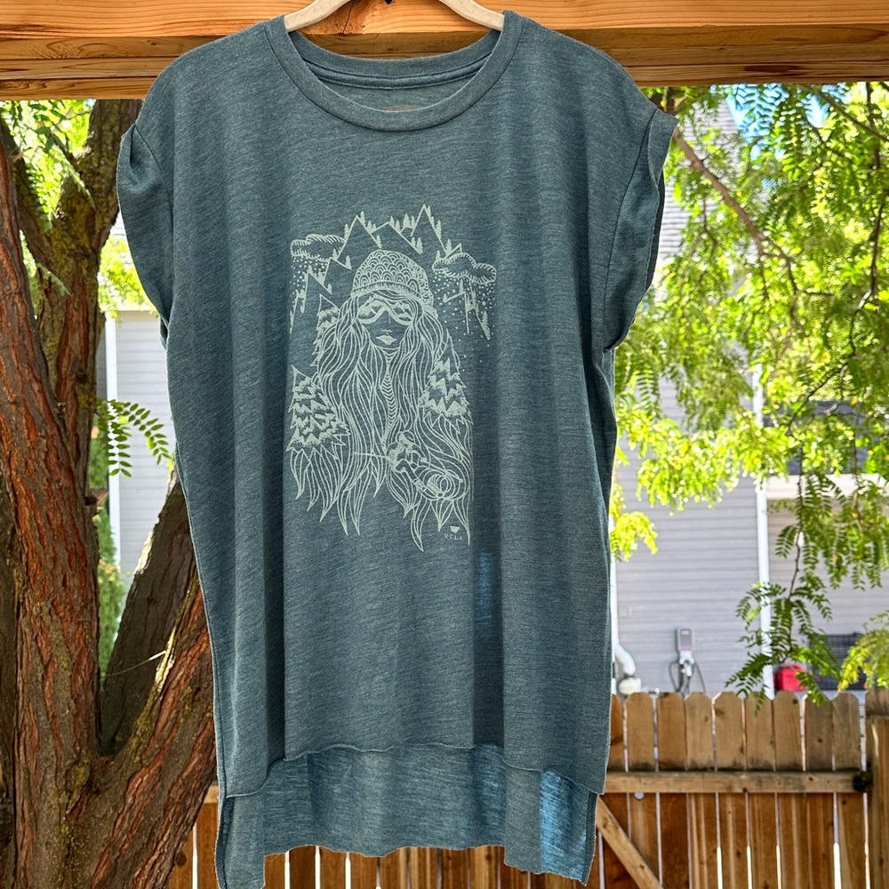Vela Women's Blue Graphic Top Blue Large Sleeveless - Picture 9 of 13